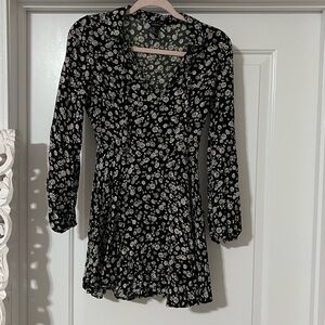 Floral Black and White Dress